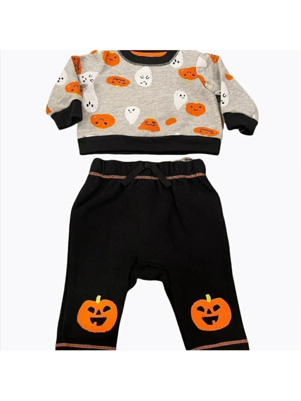 Cat & Jack Infants Size 0-3 Months Halloween Outfit 2 Piece Ghost Pumpkins NWT